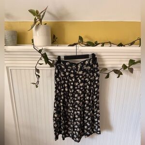 Vintage Floral Black and White Skirt